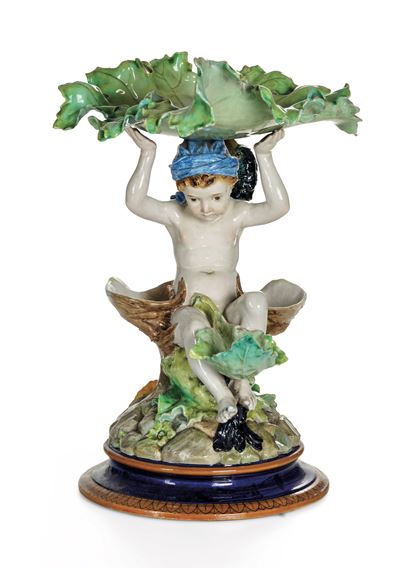 Centrotavola con Figura di Telamone Doccia, Manifattura Richard Ginori, 1884-1900modello di Urban...