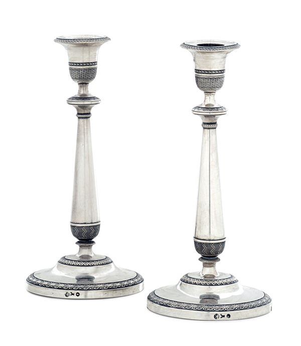 Coppia di candelieri. Milano, XIX secolo