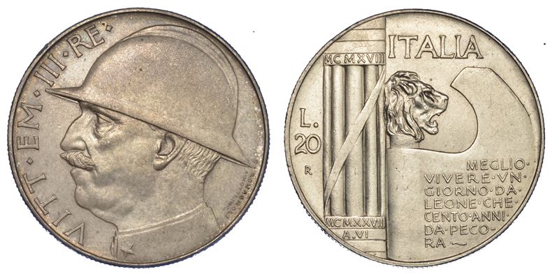 REGNO D'ITALIA. VITTORIO EMANUELE III DI SAVOIA, 1900-1946. 20 Lire 1928/A. VI. Elmetto.  - Asta Numismatica - Cambi Casa d'Aste