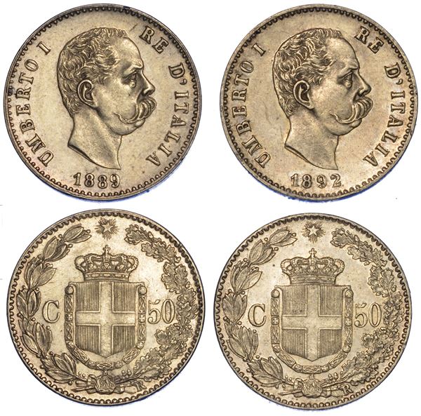 REGNO D’ITALIA. UMBERTO I DI SAVOIA, 1878-1900. Lotto di due monete.