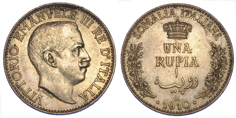 SOMALIA ITALIANA. VITTORIO EMANUELE III DI SAVOIA, 1909-1925. Rupia 1910.  - Auction Numismatics - Cambi Casa d'Aste