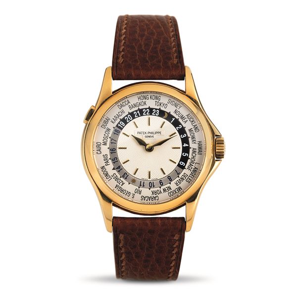 Refined and attractive Worldtime ref 5110j in yellow gold, dial with circular Guillochè work, rotating  [..]