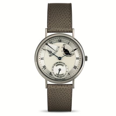 Classique Ref 3137 in Oro Bianco 18k con Riserva di Carica, Fasi Lunari e Indicazione del Giorno,...