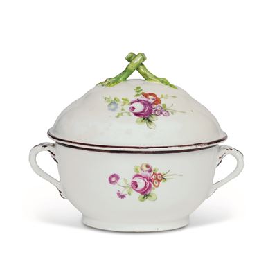Tazza da Brodo con Coperchiotorino, Manifattura di Vinovo, Periodo Hannong, 1776-1779
