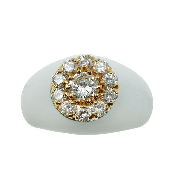 Anello con diamanti e smalto