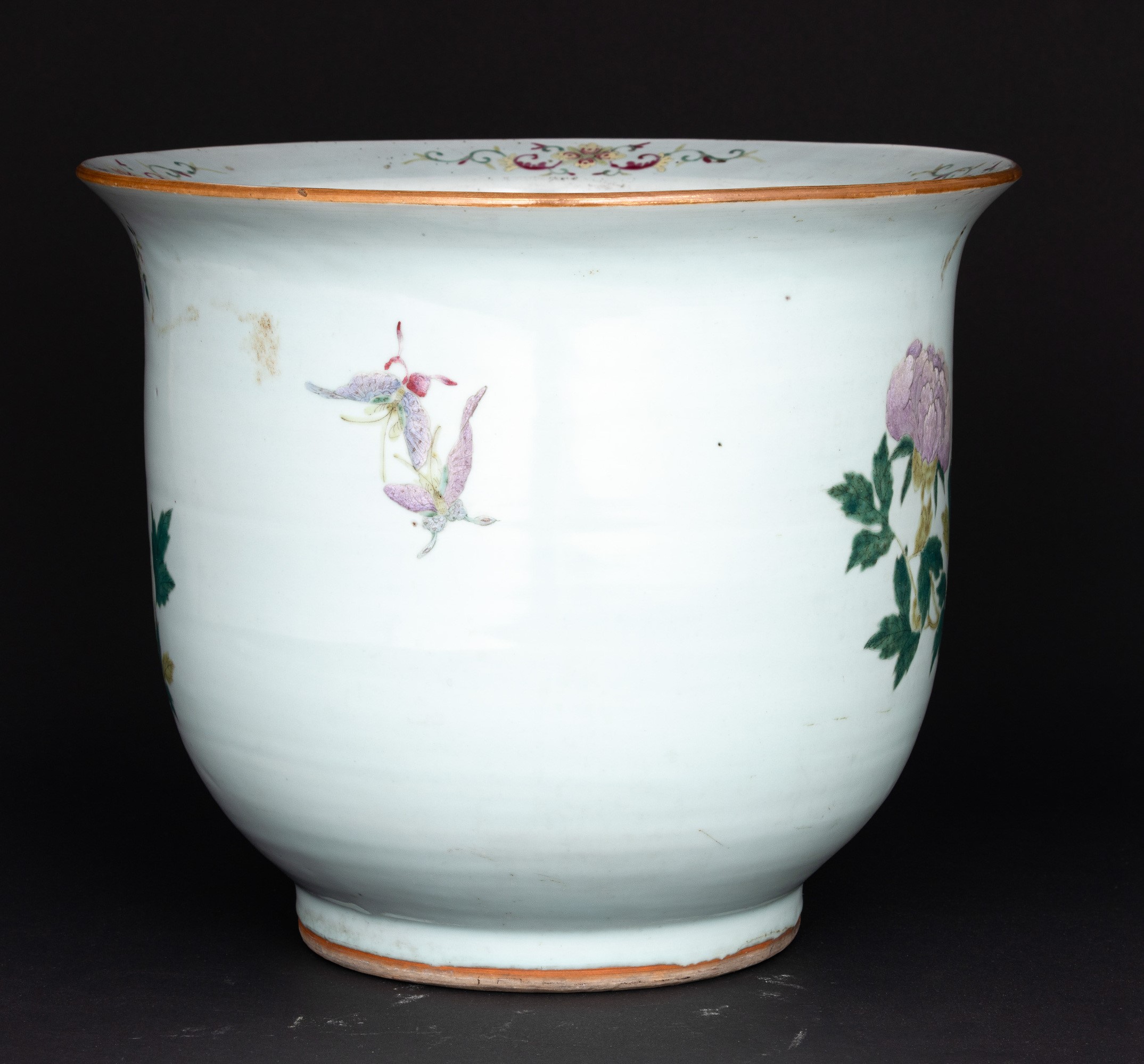 Cachepot in Porcellana con Decori Floreali e Fenici, Cina, Dinastia Qing, XIX Secolo