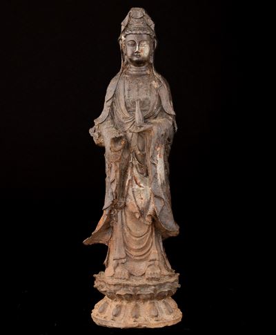 Figura di Guanyin in Bronzo, Cina, XX Secolo