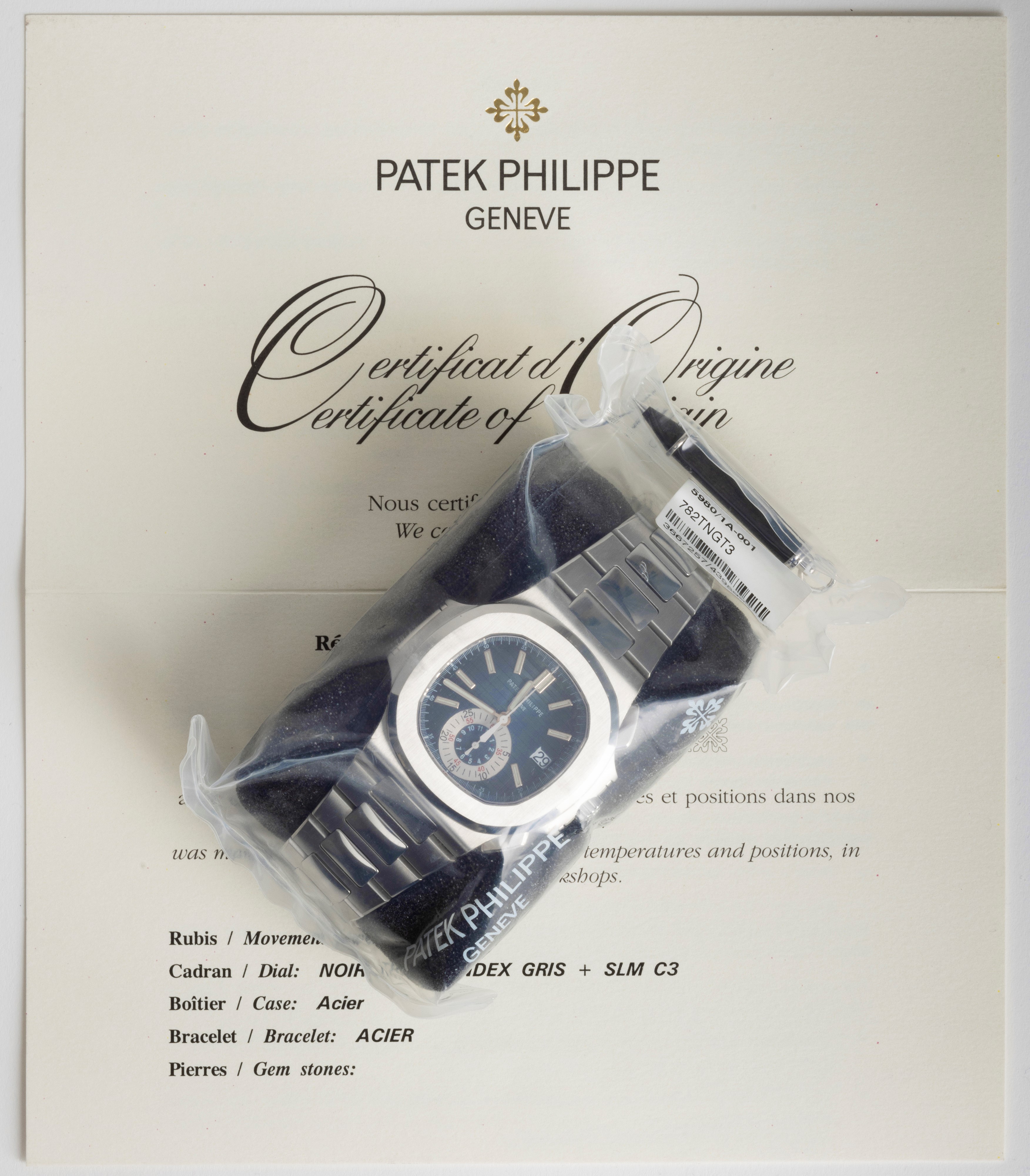 Patek Philippe - Pregevole Cronografo Ref 5980/a da Polso Flyback in Acciaio Inossidabile con Dat...