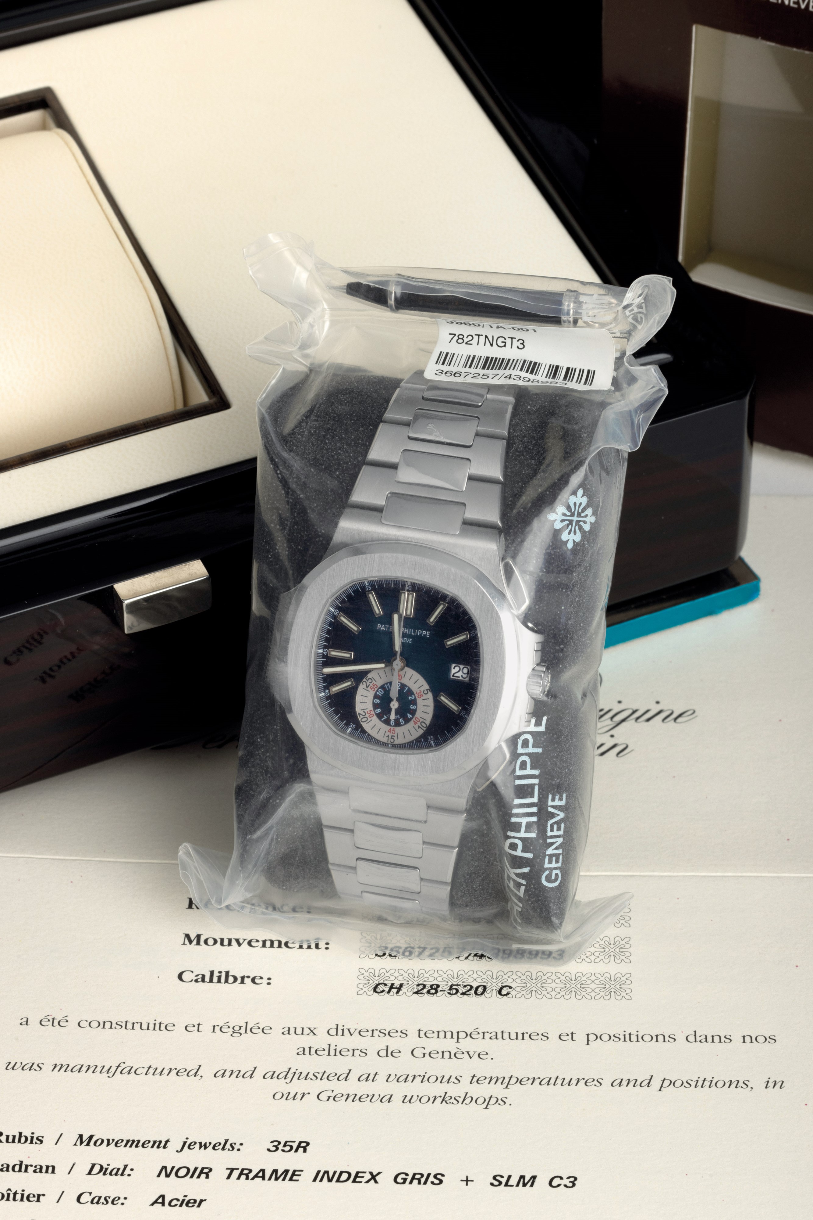 Patek Philippe - Pregevole Cronografo Ref 5980/a da Polso Flyback in Acciaio Inossidabile con Dat...