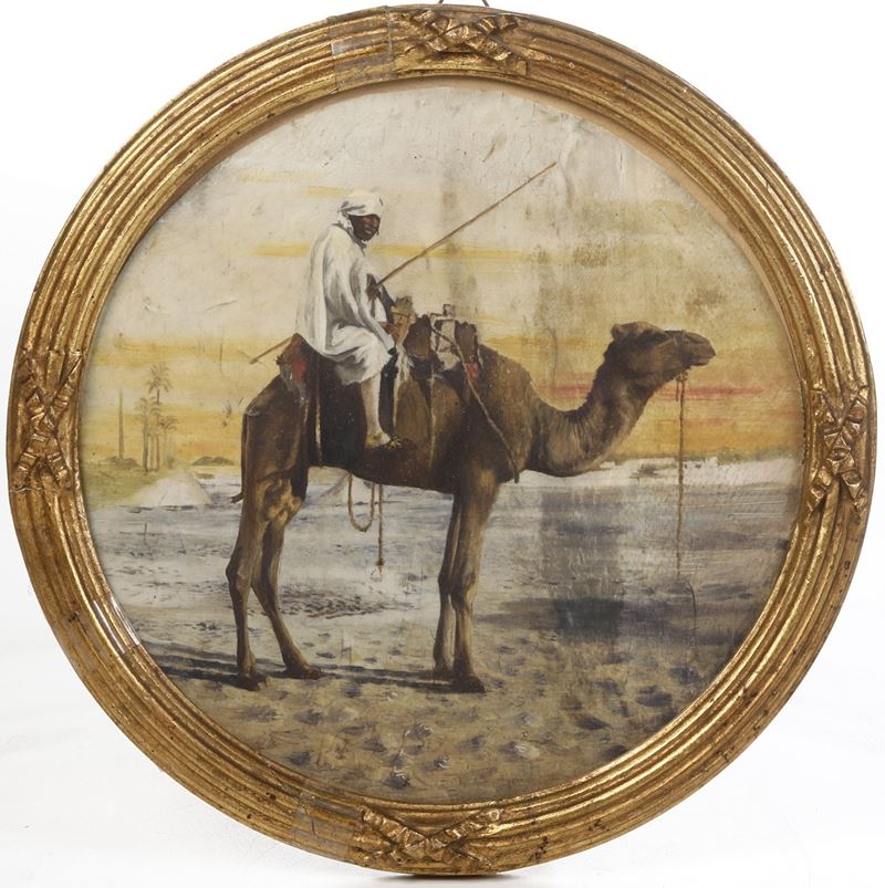 Pittore del XIX secolo Figura su cammello  - Asta Dipinti del XIX e XX secolo - Cambi Casa d'Aste