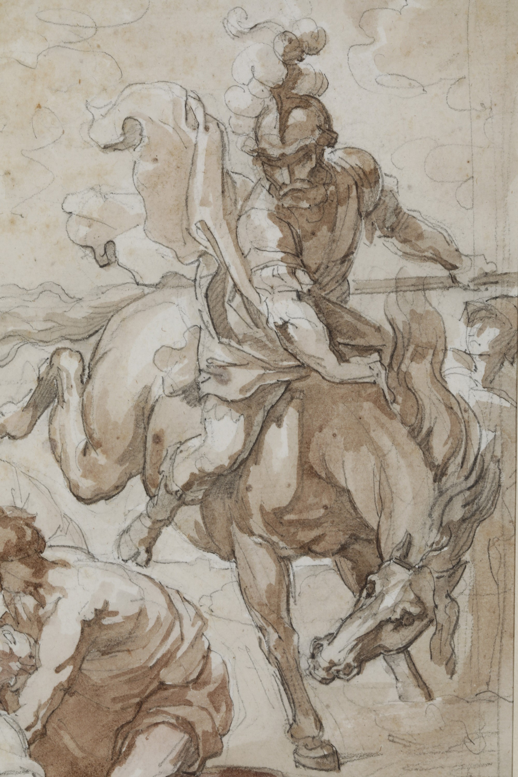 Vincenzo Camuccini - Conversione di San Paolo, matita nera e acquerello bruno su carta