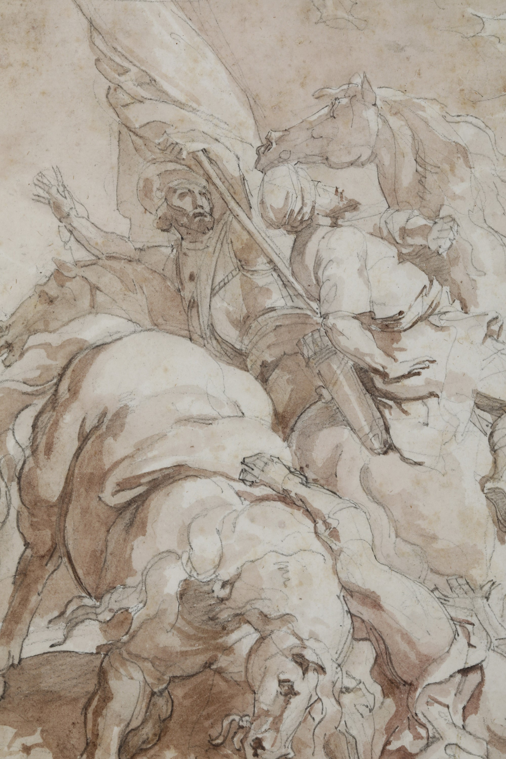 Vincenzo Camuccini - Conversione di San Paolo, matita nera e acquerello bruno su carta