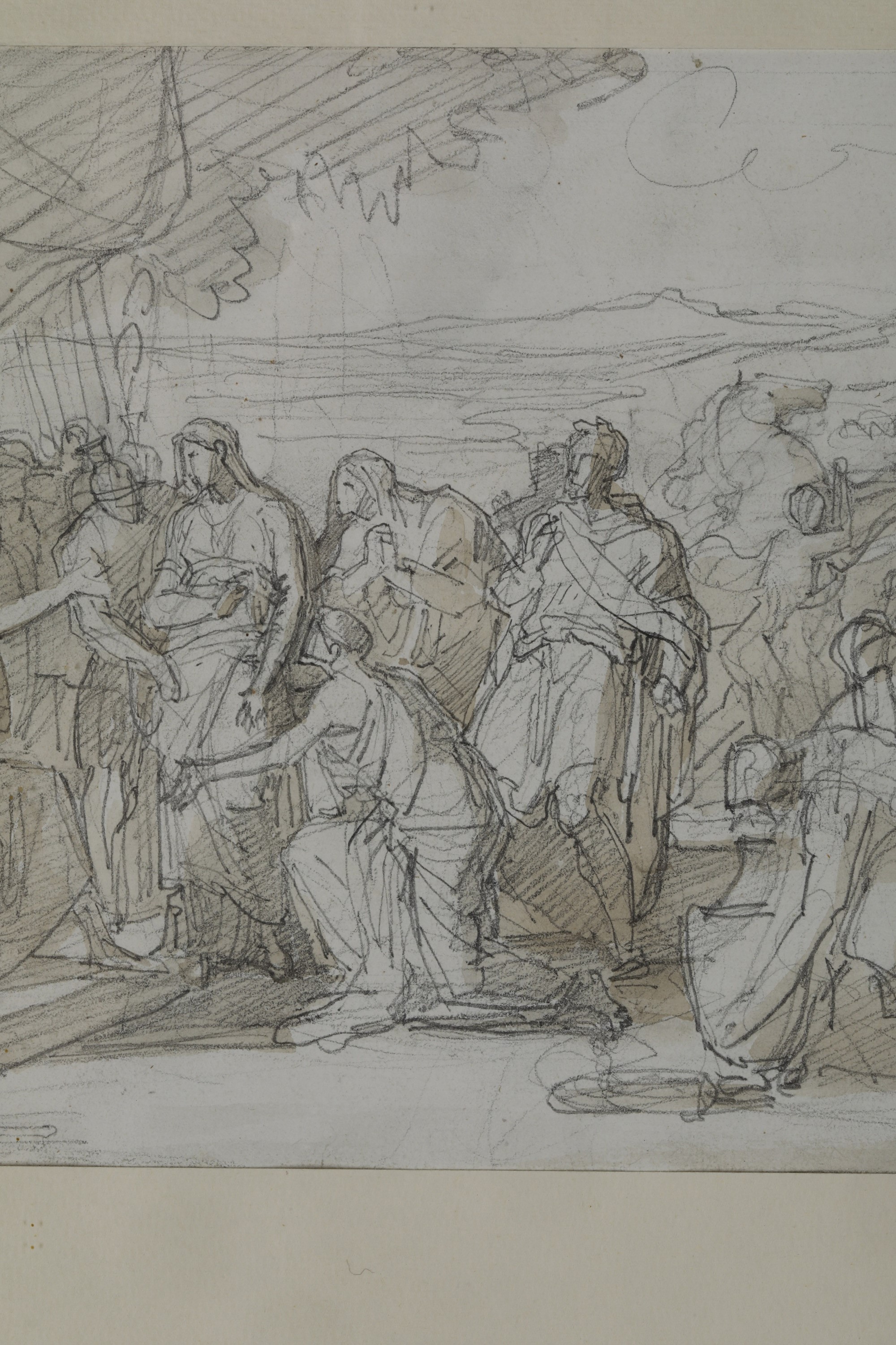 Vincenzo Camuccini - Episodio tratto dalla storia romana, matita nera e acquerello bruno su carta