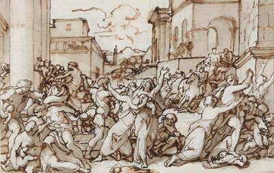 La strage degli innocenti, penna, inchiostro bruno e acquerello su carta