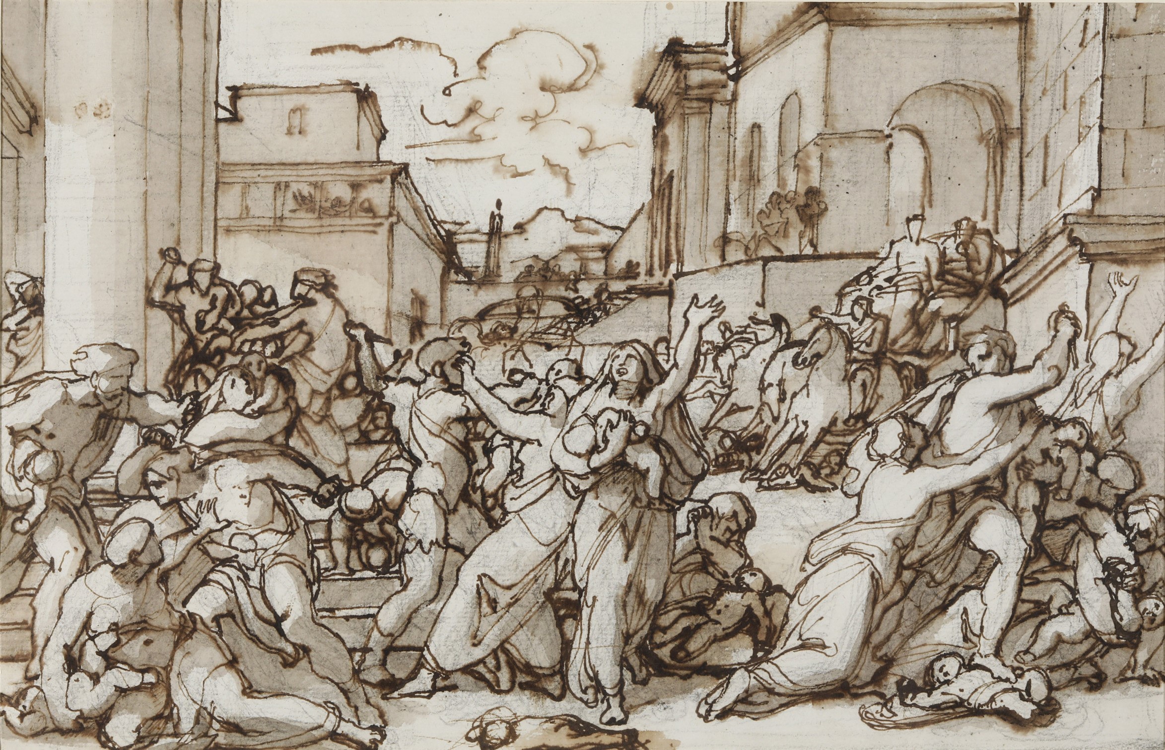 Vincenzo Camuccini - La strage degli innocenti, penna, inchiostro bruno e acquerello su carta