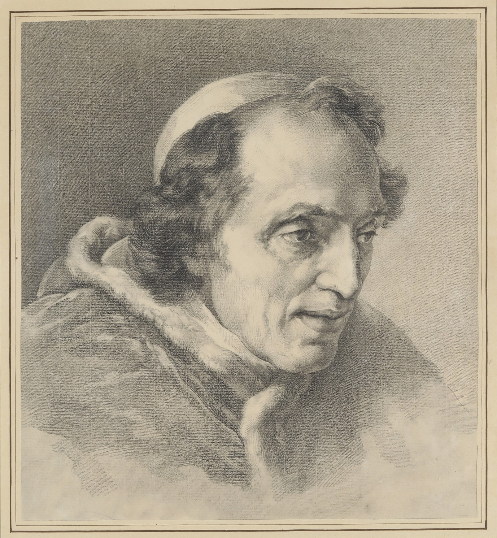 Vincenzo Camuccini - Ritratto di papa Pio VII, matita nera su carta