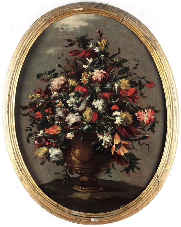 (attivo tra il 1730 e il 1760) Maestro dei fiori guardeschi - Natura morta con vaso di fiori,