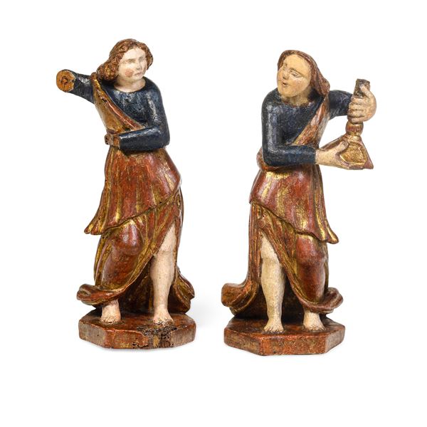 Scultore rinascimentale, Italia del nord, XVI secolo Coppia di angeli portacero