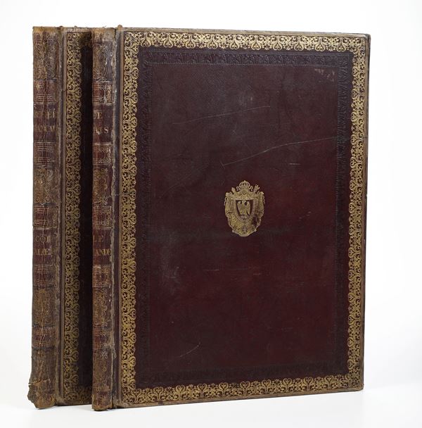 Coppia di rilegature in marocchino rosso- armi napoleoniche Due belle rilegature vuote (cm 45x60)