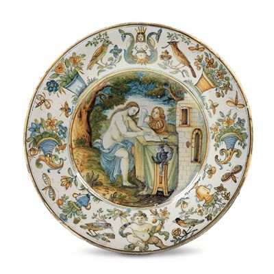 Piatto.castelli, Fornace di Geronimo Pompei, 1670-1680 Circa