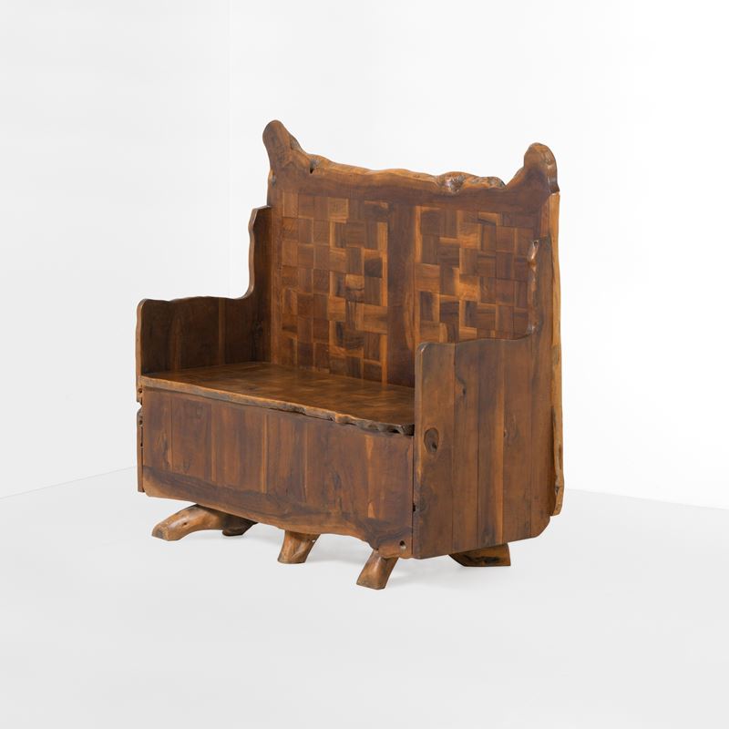 Panca in legno scolpito.  - Auction Design - Cambi Casa d'Aste