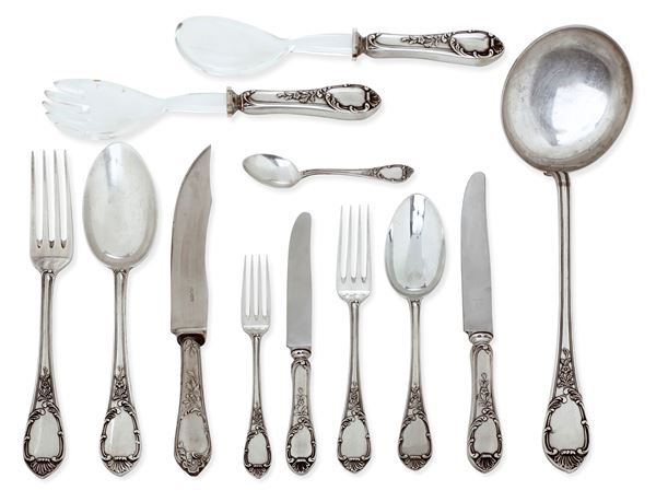 Servizio di posate. Argenteria italiana del XX secolo, bollo dell'argentiere consunto