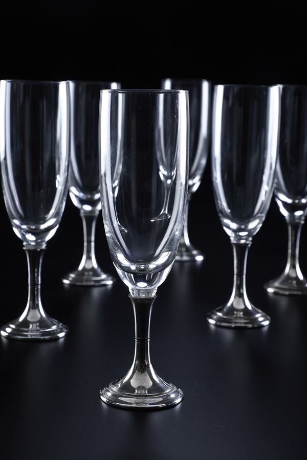 Dodici flûtes. Manifattura italiana del XX secolo.