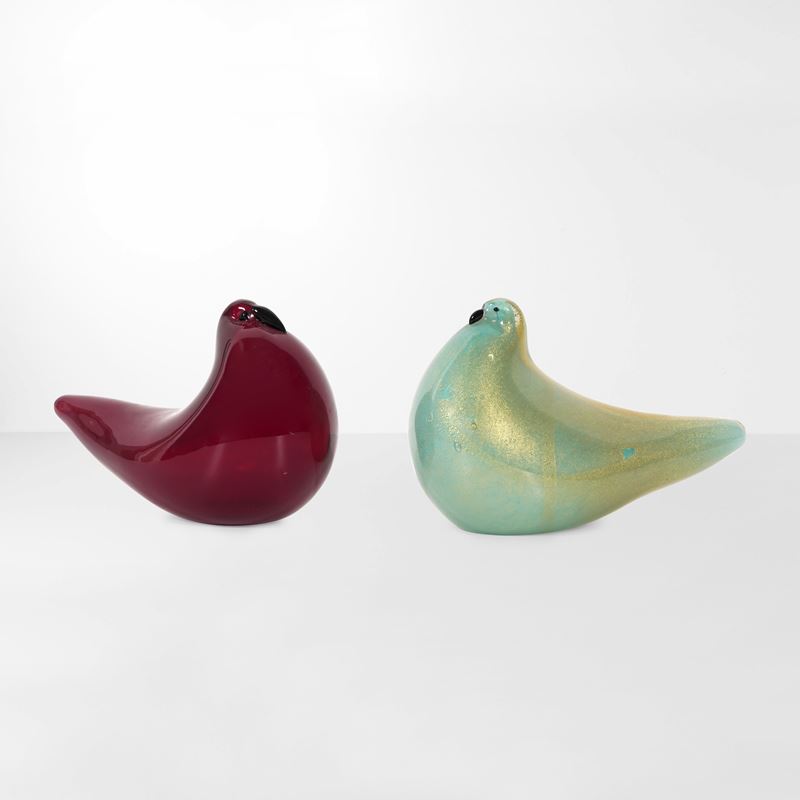 Barovier &amp; Toso : Due sculture colombe  - Asta Design - Cambi Casa d'Aste