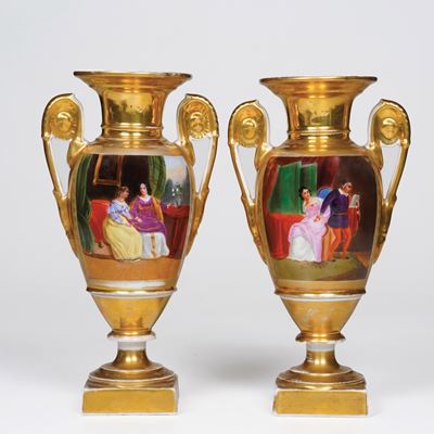 Coppia di Vasi.parigi, Secondo Quarto del XIX Secolo.