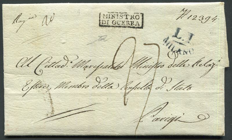 1804, Milano, Lettera da Milano a Parigi  - Asta Storia Postale e Filatelia - Cambi Casa d'Aste