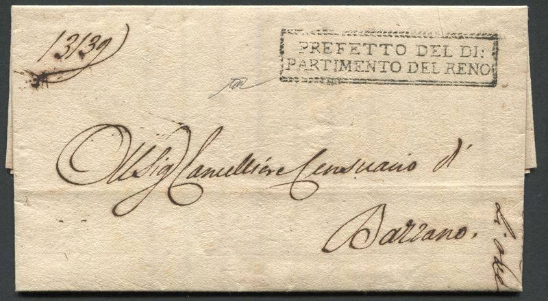 1809, Regno d’Italia, Lettera da Bologna a Bazzano  - Auction Postal History and Philately - Cambi Casa d'Aste