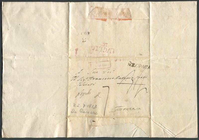 1813, Lettera da Caiazzo a Firenze  - Auction Postal History and Philately - Cambi Casa d'Aste