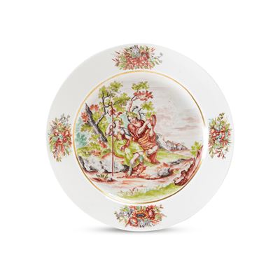 Anonimo, Piatto Meissen con decorazione di Franz Ferdinand Mayer, porcellana (circa 1735–1750)