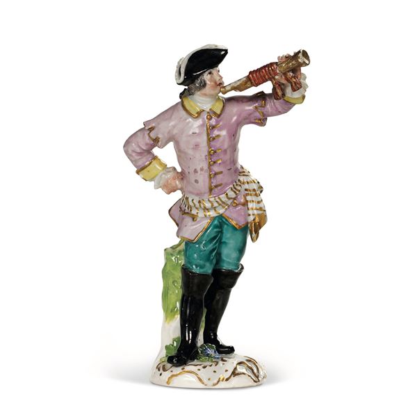 Figurina di trombettiere Meissen, 1750-1760 circa Modello di F. E. Meyer, 1750 circa 