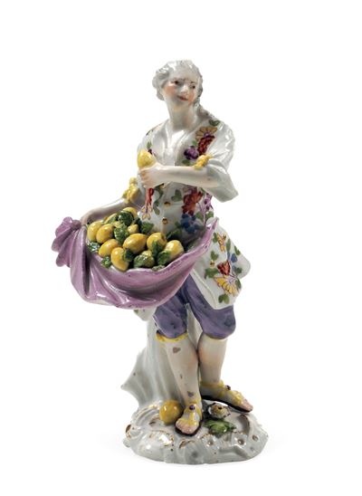 Figurina di Venditore di Limonimeissen, 1755 Circamodello di Friedrich Elias Meyer