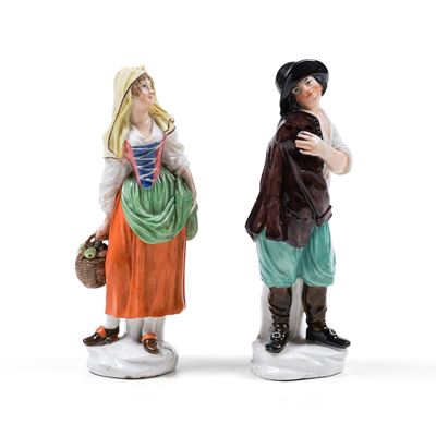 Modelli di Aniello Ingaldi, Coppia di figurine, Napoli, Real Fabbrica Ferdinandea, porcellana pol...