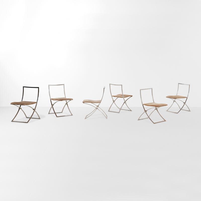 Marcello Cuneo : Sei sedie pieghevoli mod. Luisa.  - Auction Design LAB - Cambi Casa d'Aste