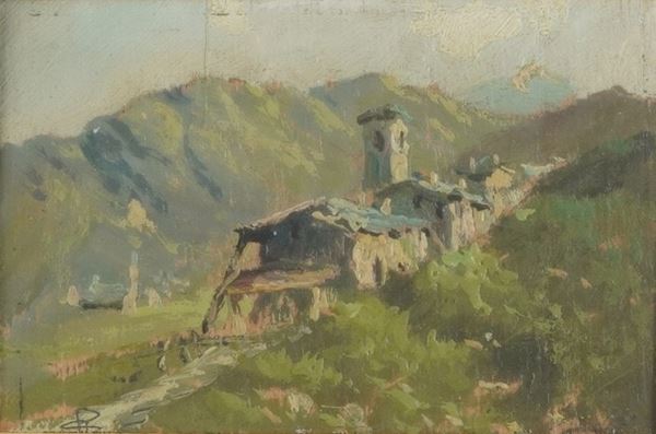 Pittore del XIX-XX secolo Piccola veduta campestre