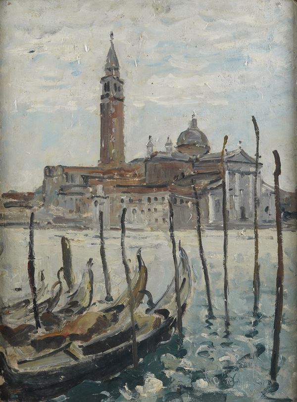 Pittore del XIX-XX secolo Veduta della Chiesa della Salute a Venezia