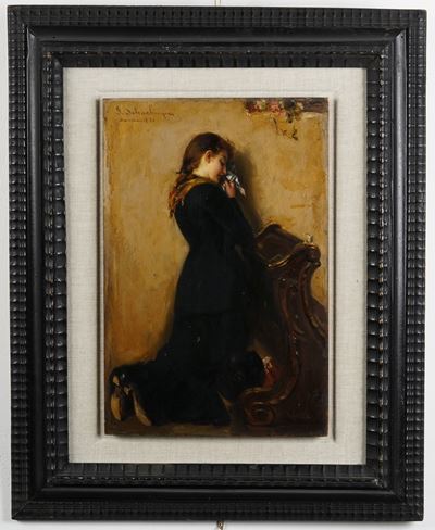 Gabriel Schachinger (?), Fanciulla in preghiera, olio