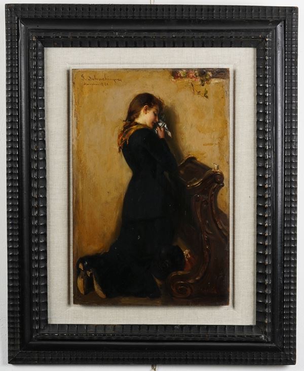 Gabriel Schachinger (?) Fanciulla in preghiera