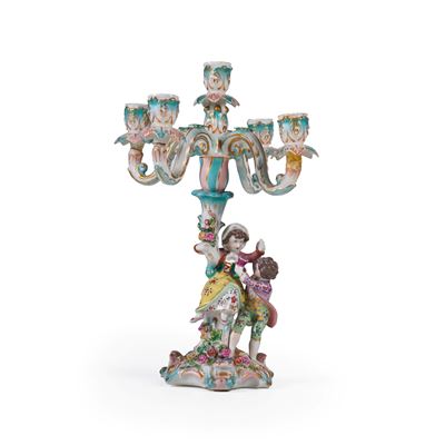 Candelabro Figurato. Probabilmente Germania, Turingia, Seconda Metà del XIX Secolo.