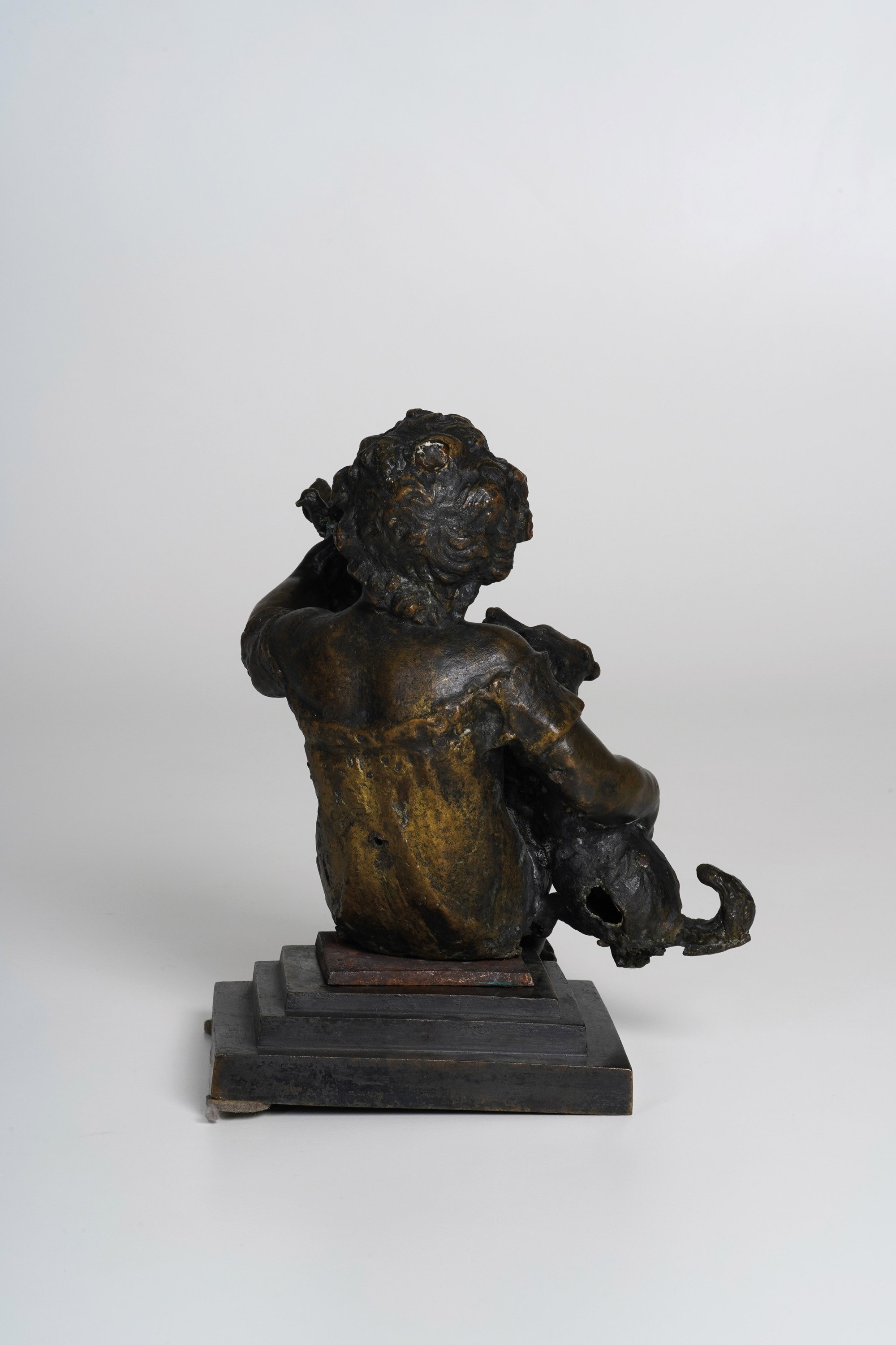 Fonditore del XIX secolo, Bimbo con cane e volatile, scultura in bronzo