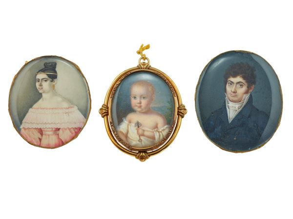 Three portrait miniature