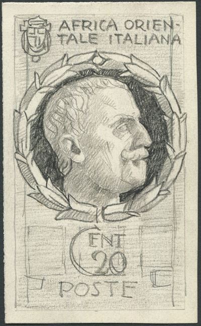 1938,corrado Mezzana, Bozzetto per Francobollo Non Adottato