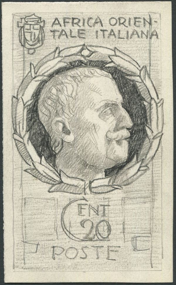 1938,Corrado Mezzana, Bozzetto per francobollo non adottato