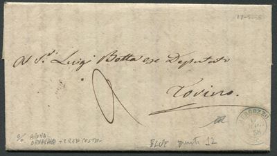 1858, Regno di Sardegna, Lettera da Mergozzo a Torino