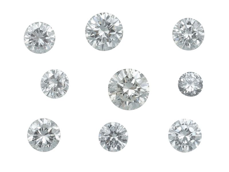 Lotto composto da nove diamanti taglio brillante di ct 0.23, 0.31, 0.33, 0.42, 0.42, 0.46, 0.50, 0.66 e 0.91  - Asta Fine Jewels - Cambi Casa d'Aste