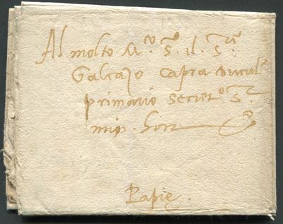 1535, Lettera per Papie (pavia) a Galeazzo Capra