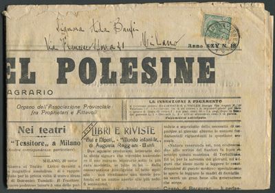 1914, Giornale “corriere del Polesine” Affrancato per 5 Cent. con “eff. Vitt. Em. III” (81)
